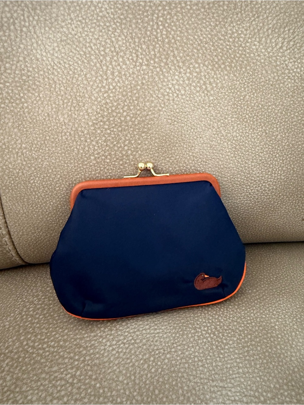 Navy and Orange Frame Clasp Women's Clutch